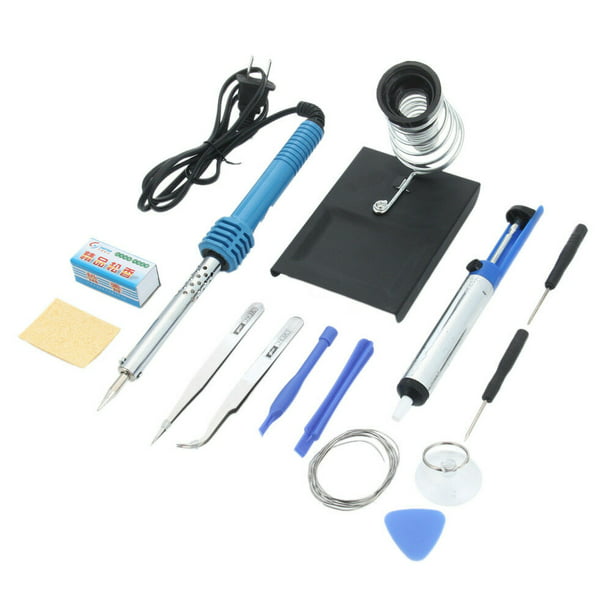 30W Watt Soldering Iron Kit Stand Sponge Desolder Pump Solder Wire Magnifier New 
